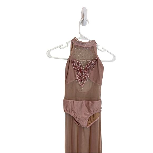 Patrick James Pink Embezzled Dance Leotard With Train Youth L - Picture 2 of 6